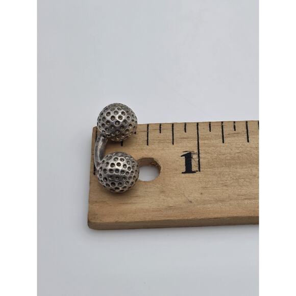 VINTAGE HERMES STERLING SILVER 925 SINGLE GOLF BALL CUFFLINKS - Picture 12 of 13